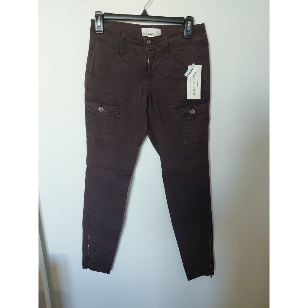 NWT Old Navy Rockstar Women's Cargo Super Skinny Jeans, Size 0 Burgundy